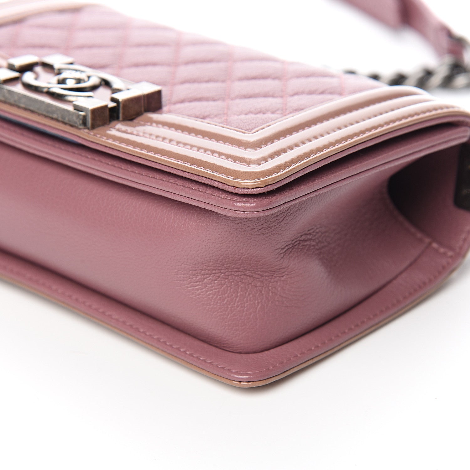Chanel Goatskin Quilted Patent Small Duo Boy Flap Pink 8 of 10