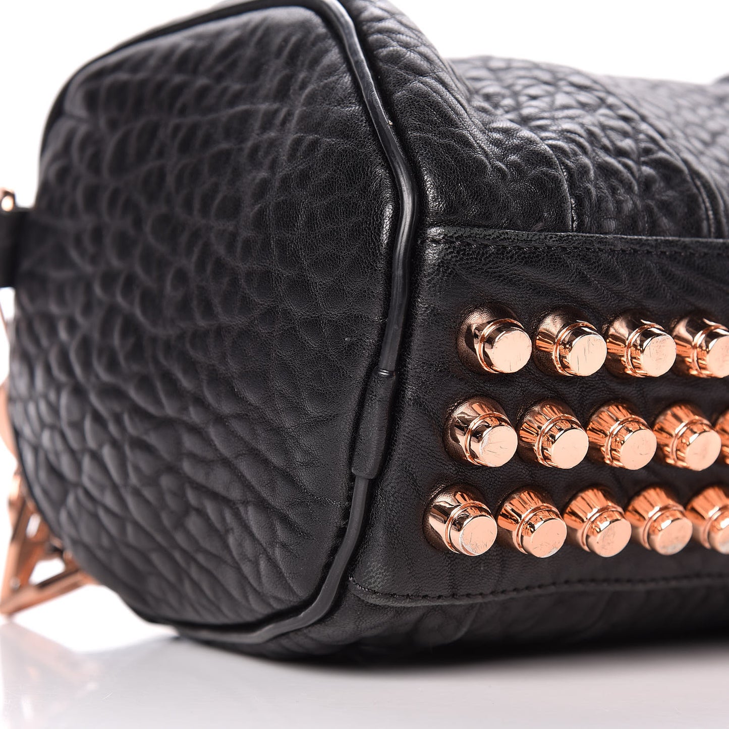 Pebbled Lambskin Mini Rockie Black Rose Gold Hardware