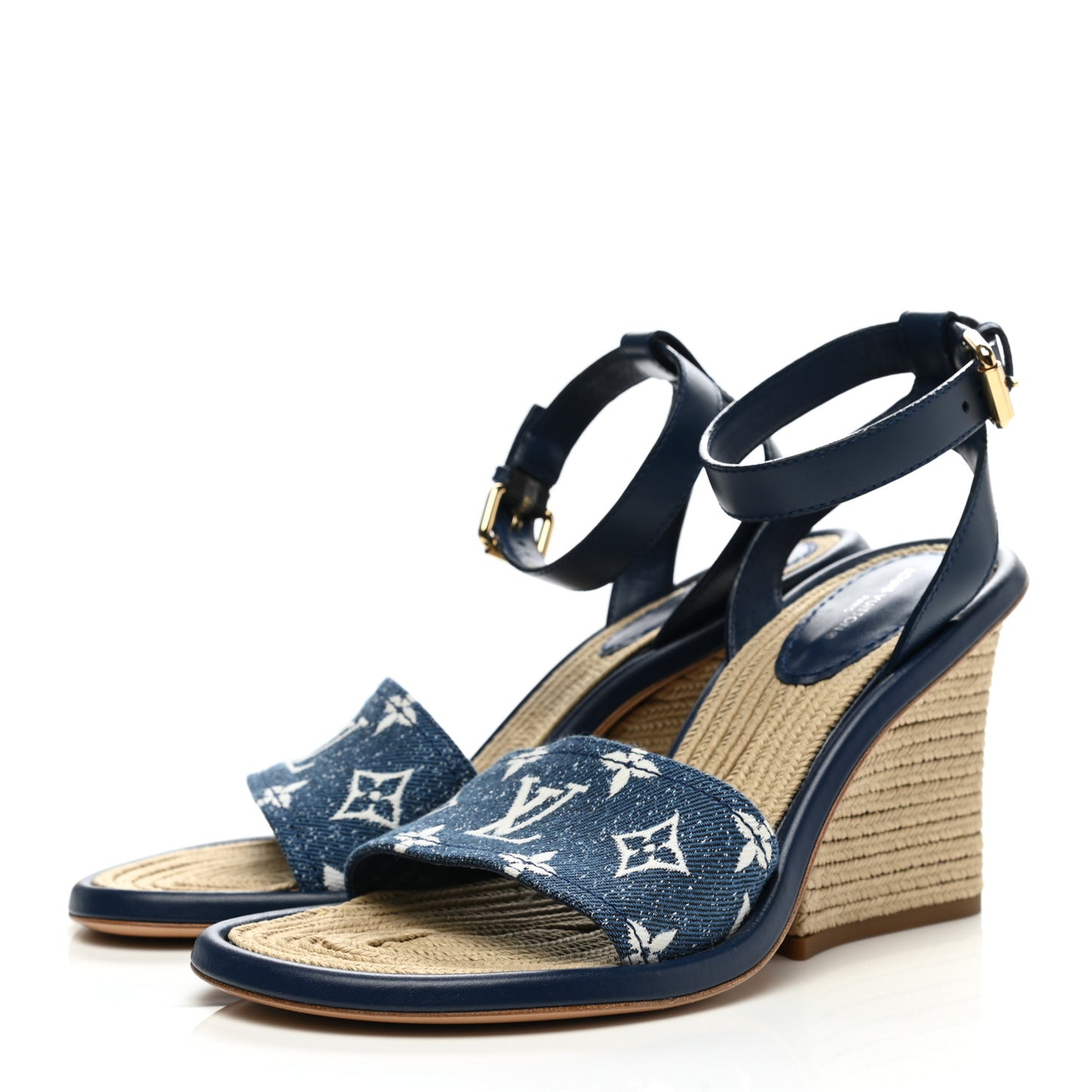 Monogram Denim Maia Wedge Sandal 37.5
