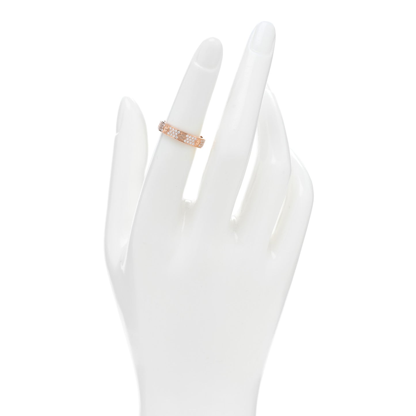 18K Pink Gold Diamond 4mm LOVE Wedding Paved Band Ring 50 5.25