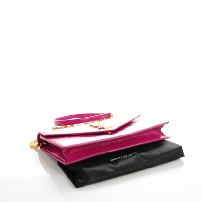 Saint Laurent Textured Patent Monogram Envelope Chain Wallet Electric Pink 4 of 7