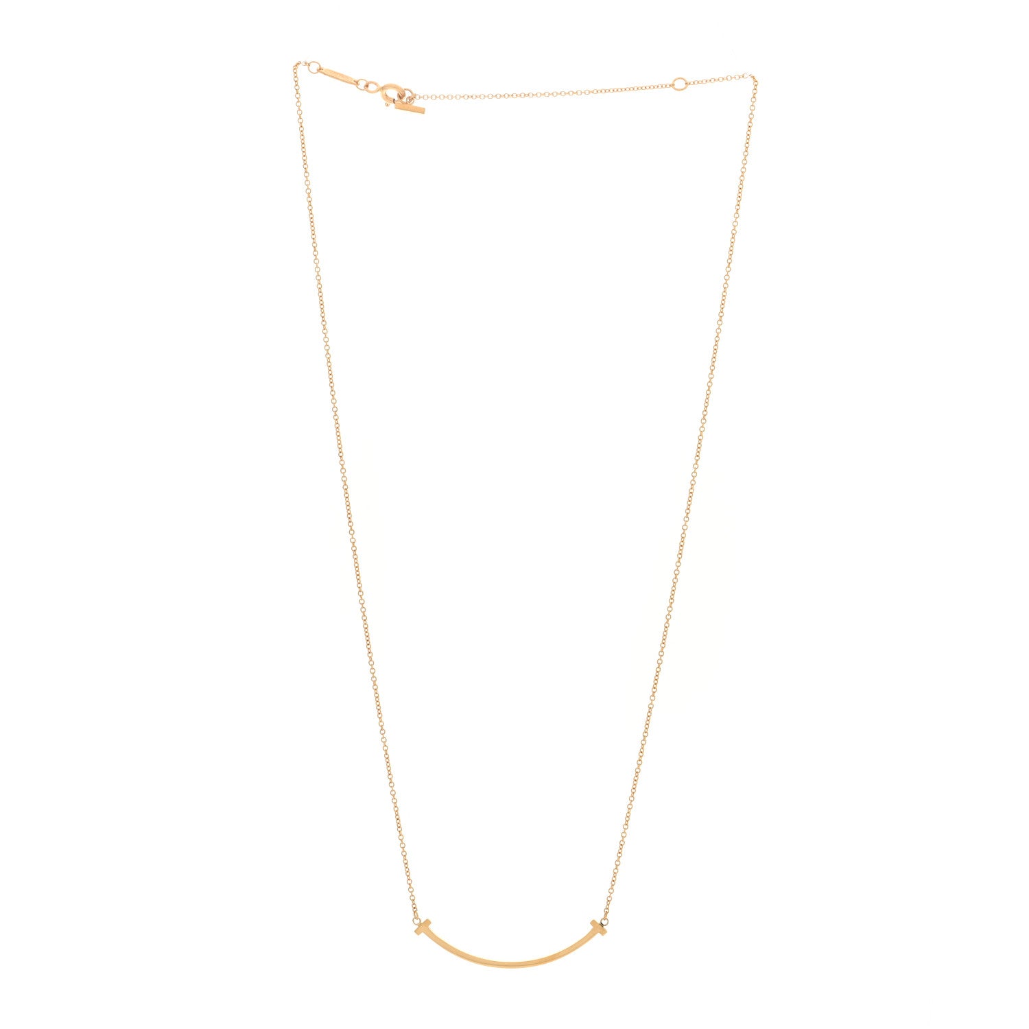 Tiffany 18K Yellow Gold Small T Smile Pendant Necklace 3 of 5