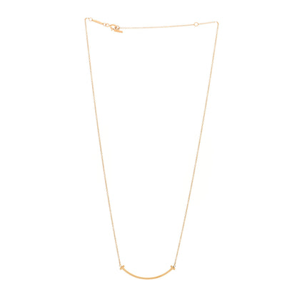 Tiffany 18K Yellow Gold Small T Smile Pendant Necklace 3 of 5