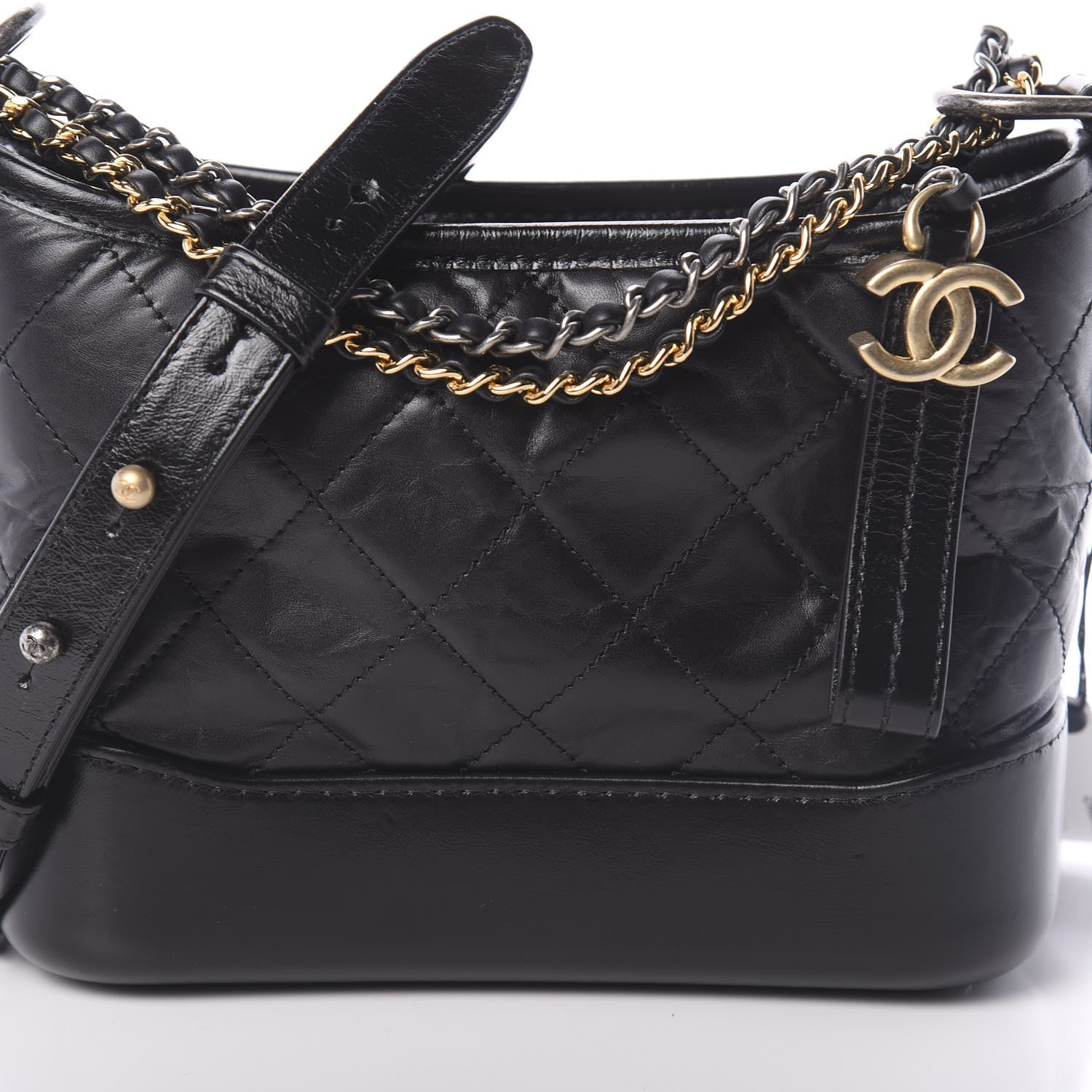Chanel Aged Calfskin Quilted Small Gabrielle Hobo Black 9 of 11