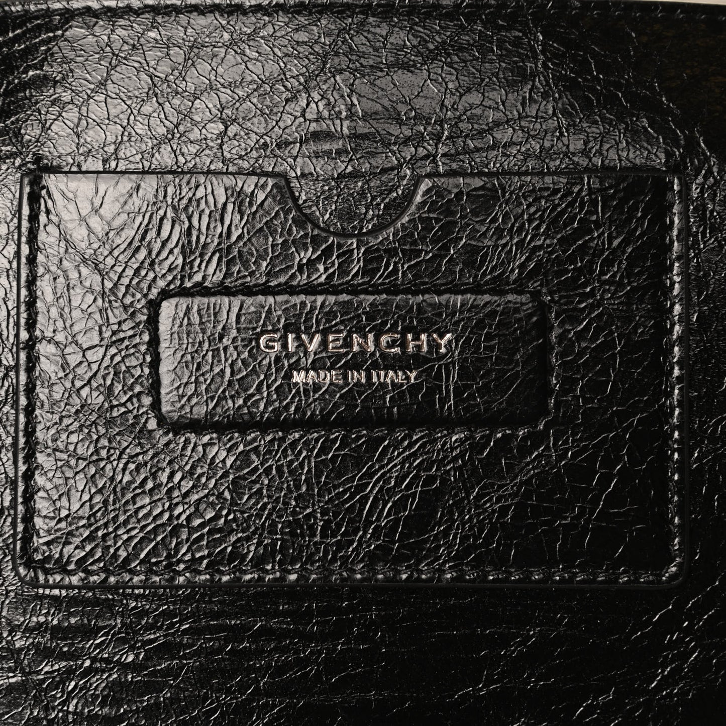 Creased Patent Calfskin Medium ID Flap Black
