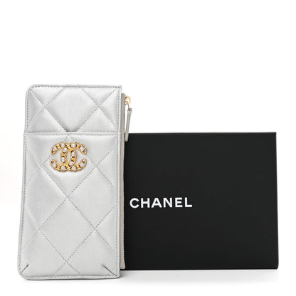 Chanel Lambskin Quilted Chanel 19 Phone and Card Holder Silver 8 of 8