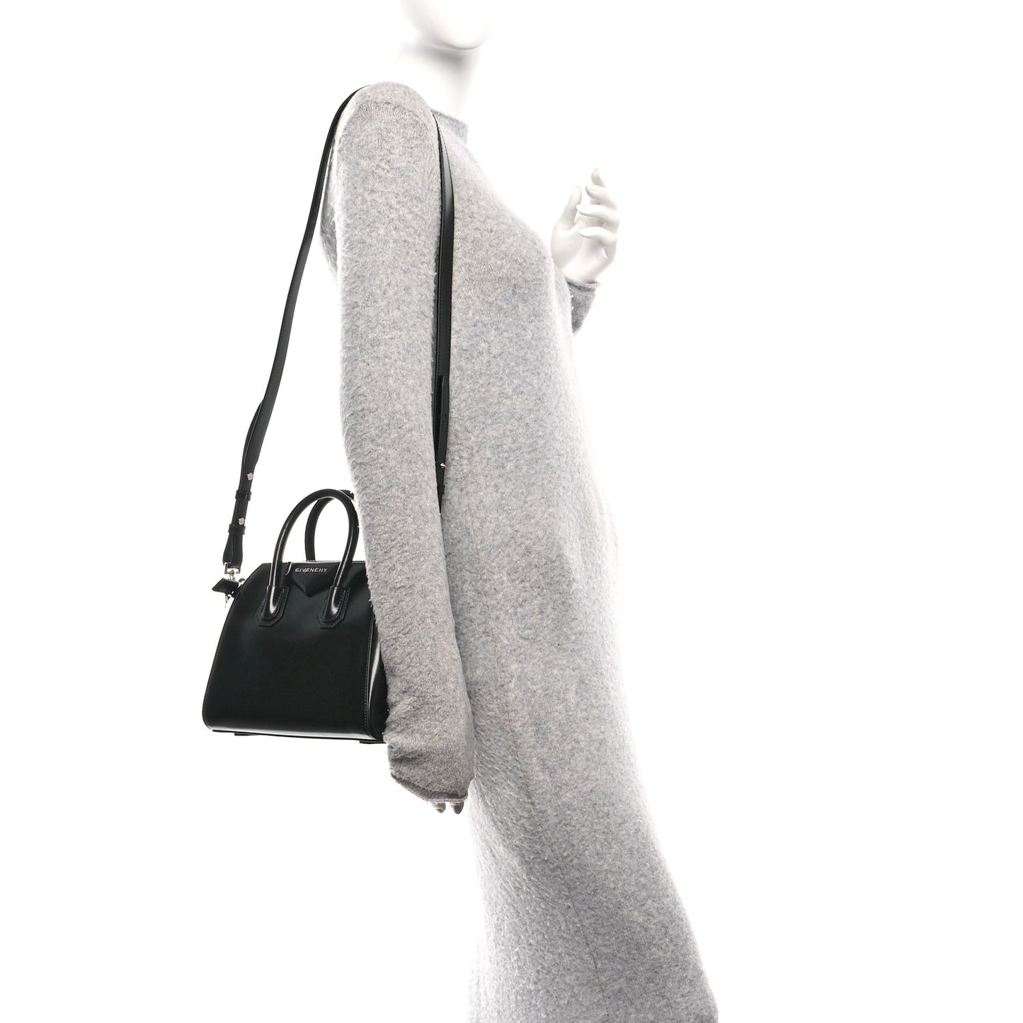 Shiny Lord Calfskin Mini Antigona Black