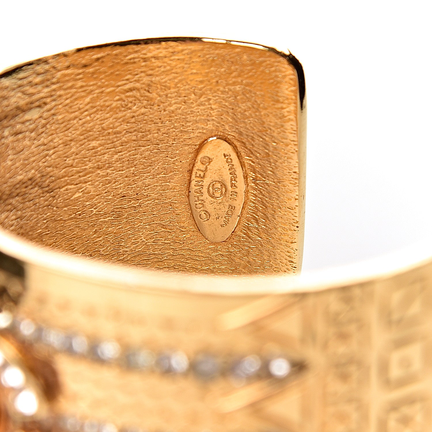 Chanel Metal Crystal Wide CC Cuff Gold 4 of 4