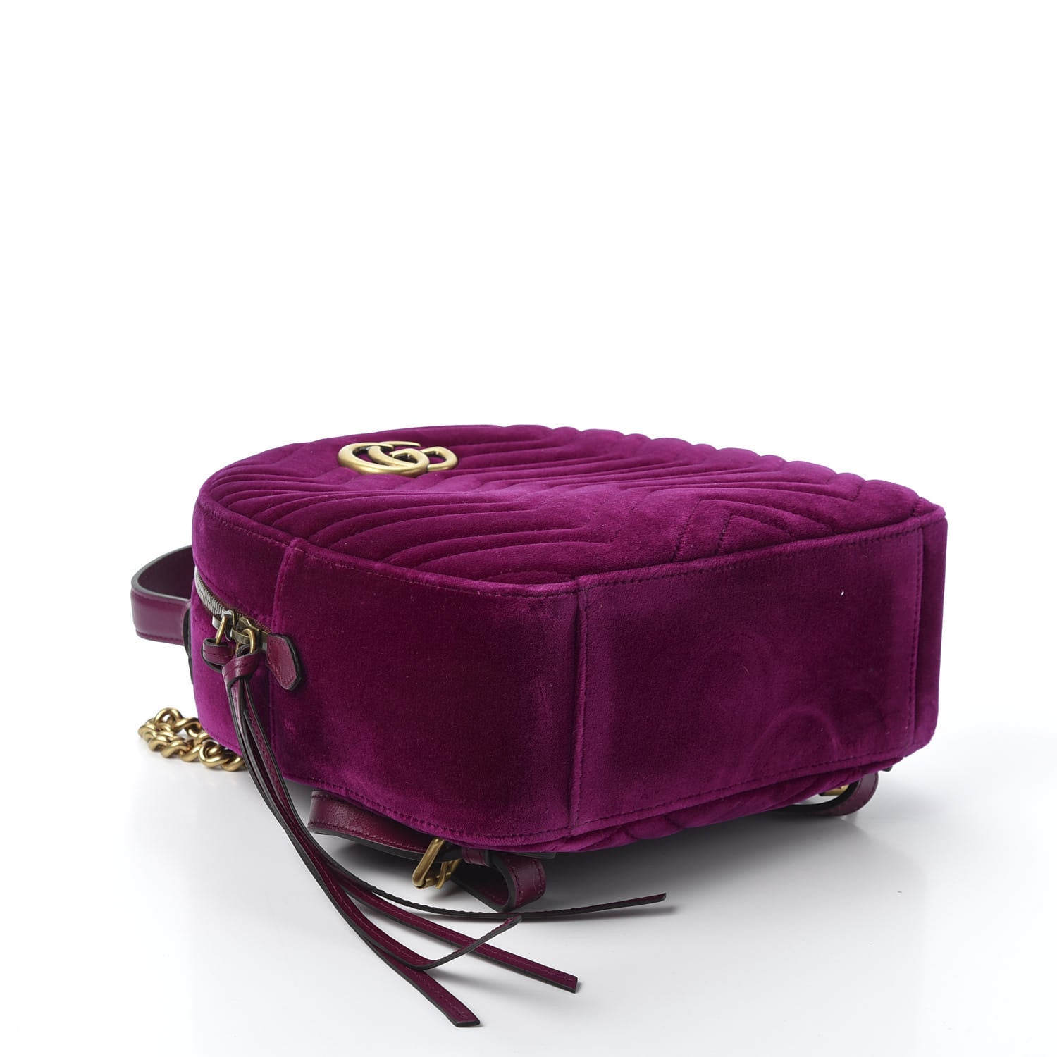 Gucci Velvet Matelasse GG Marmont Dome Backpack Fuchsia Violet Cyclamen 3 of 9