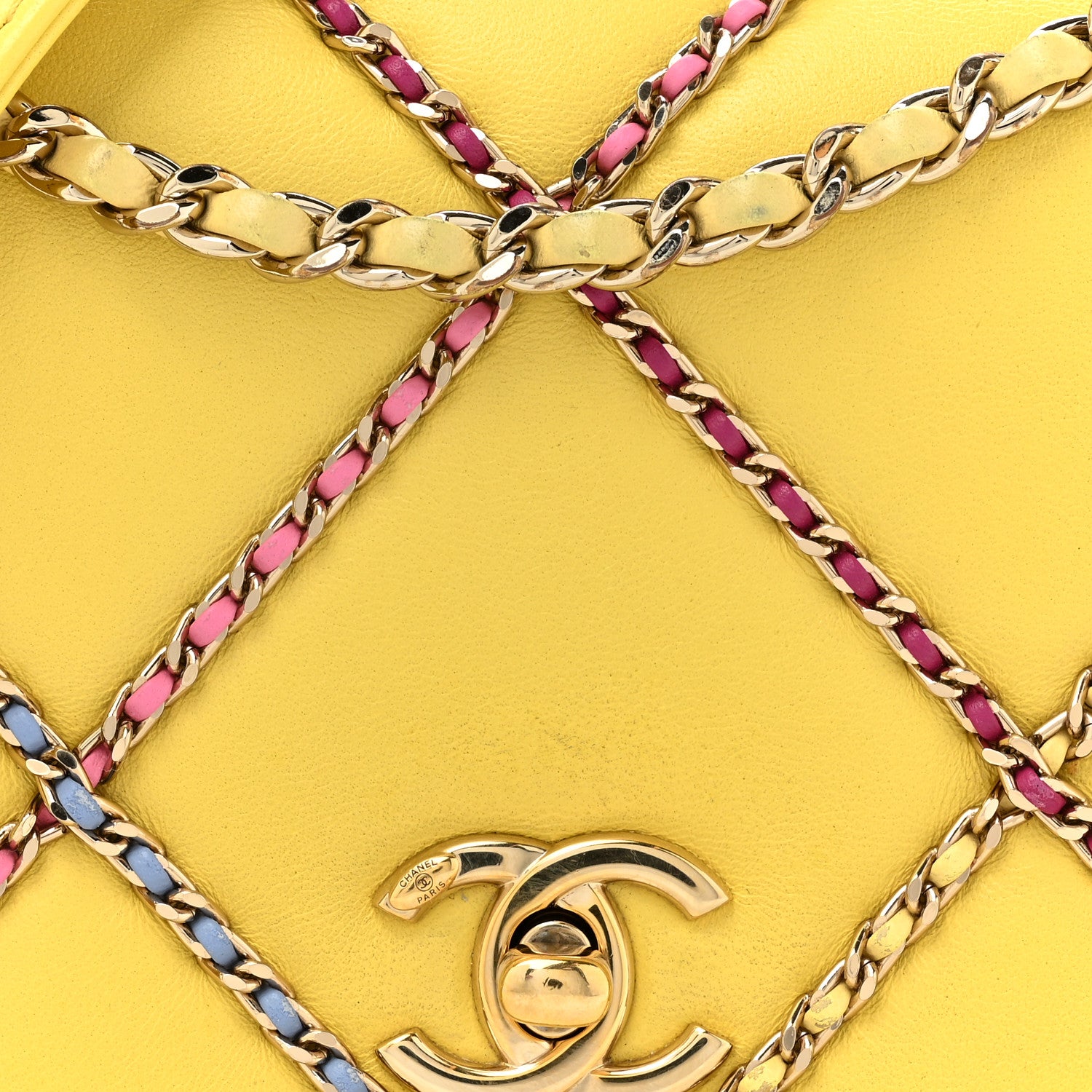 Chanel Lambskin Small Entwined Chain Flap Yellow Multicolor 10 of 21