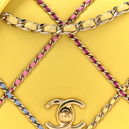 Chanel Lambskin Small Entwined Chain Flap Yellow Multicolor 10 of 21