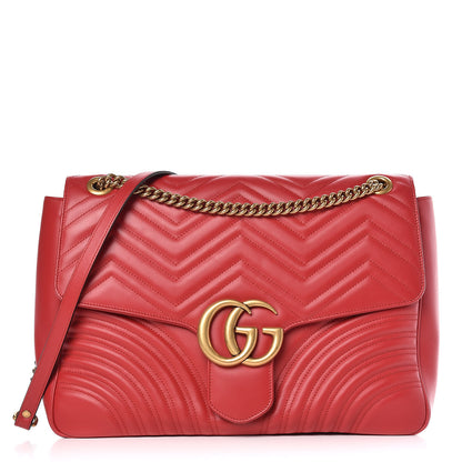 Gucci Calfskin Matelasse Large GG Marmont Shoulder Bag Hibiscus Red 1 of 10