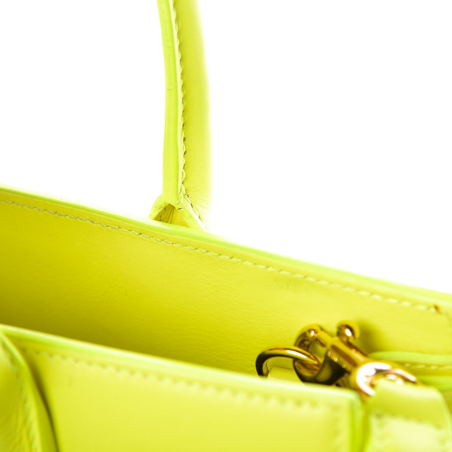 Calfskin Nano Sac De Jour Neon Yellow