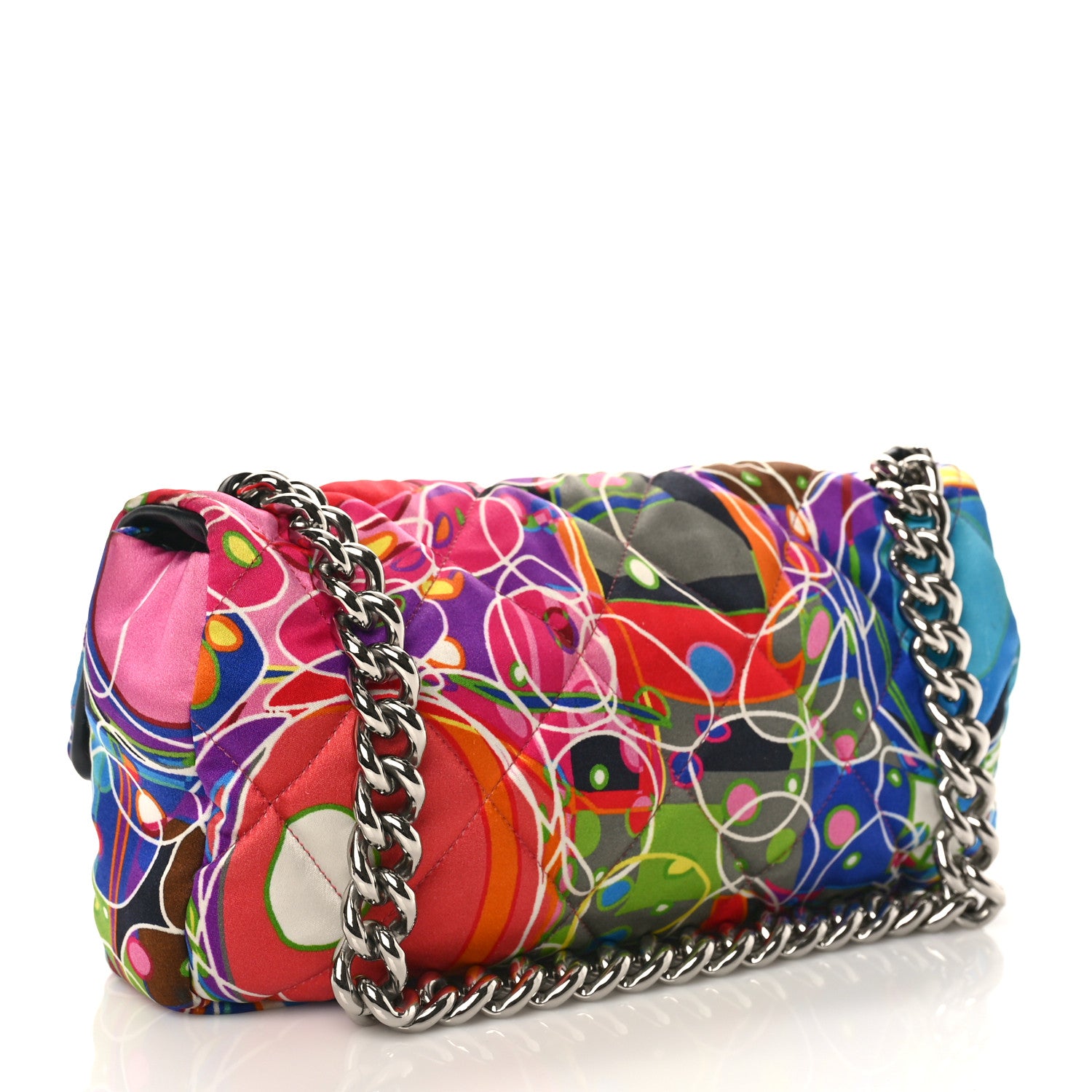 Chanel Satin Quilted Medium Kaleidoscope Flap Red Multicolor 3 of 9