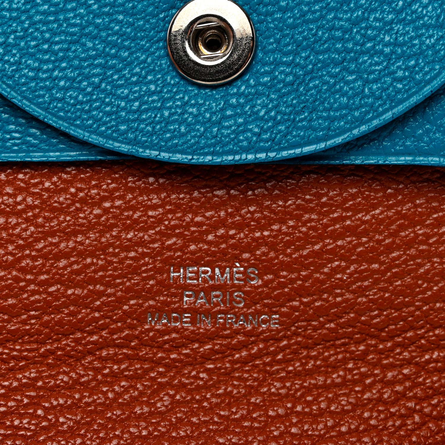 Hermes Chevre Mysore Bastia Verso Coin Purse Bleu Frida Cuivre 6 of 8