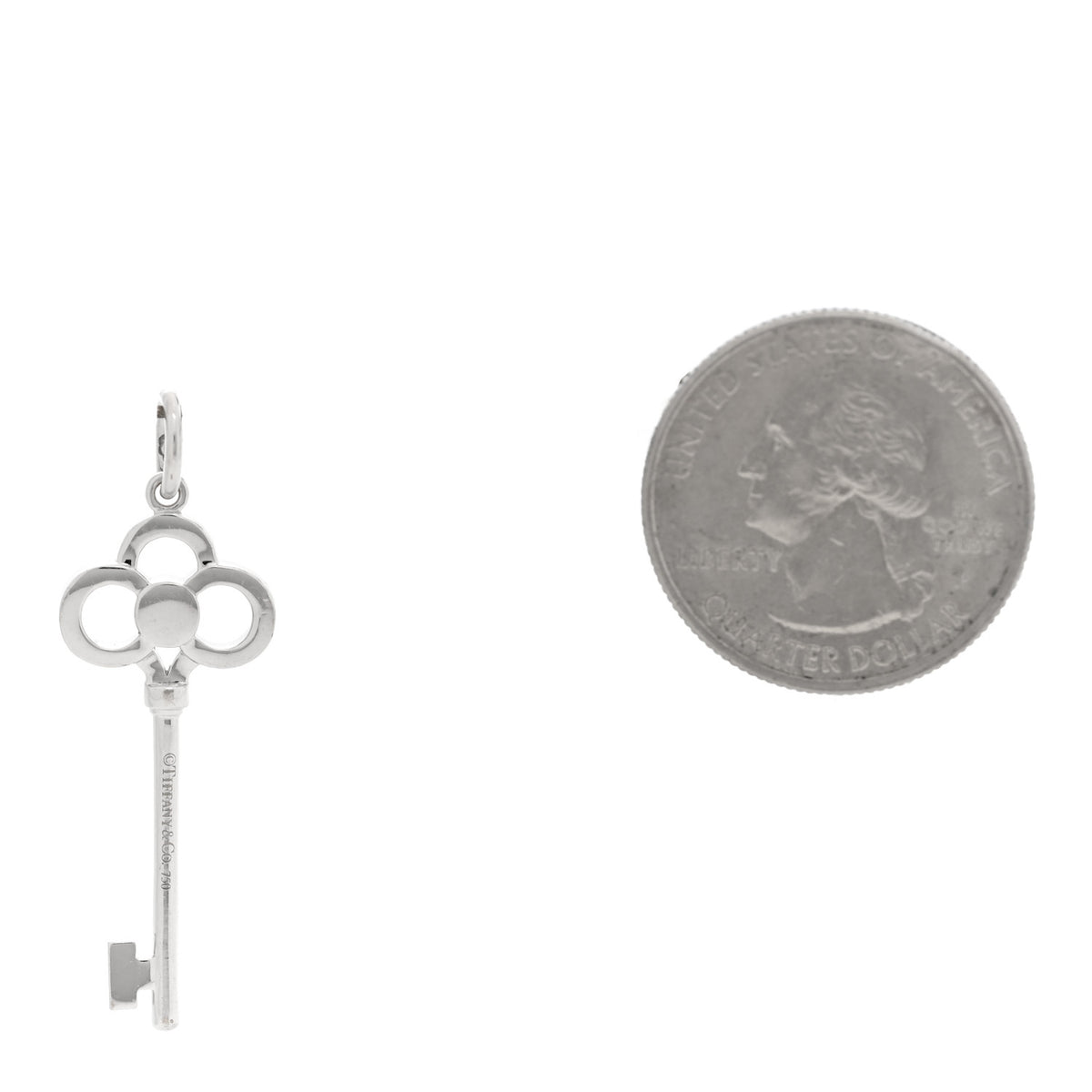 Tiffany 18K White Gold Diamond Mini Crown Key Pendant 2 of 4