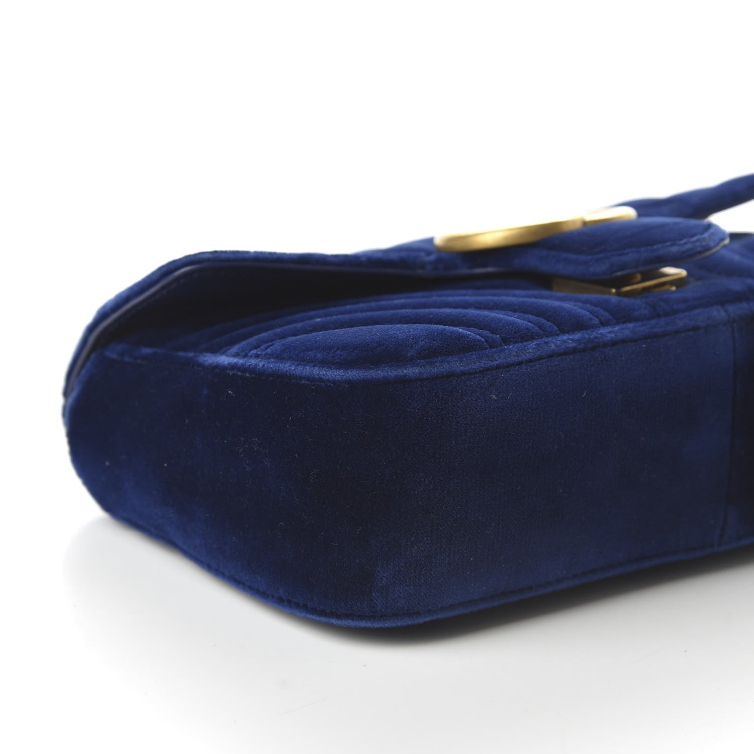 Gucci Velvet Matelasse Mini GG Marmont Shoulder Bag Cobalt Blue 6 of 10