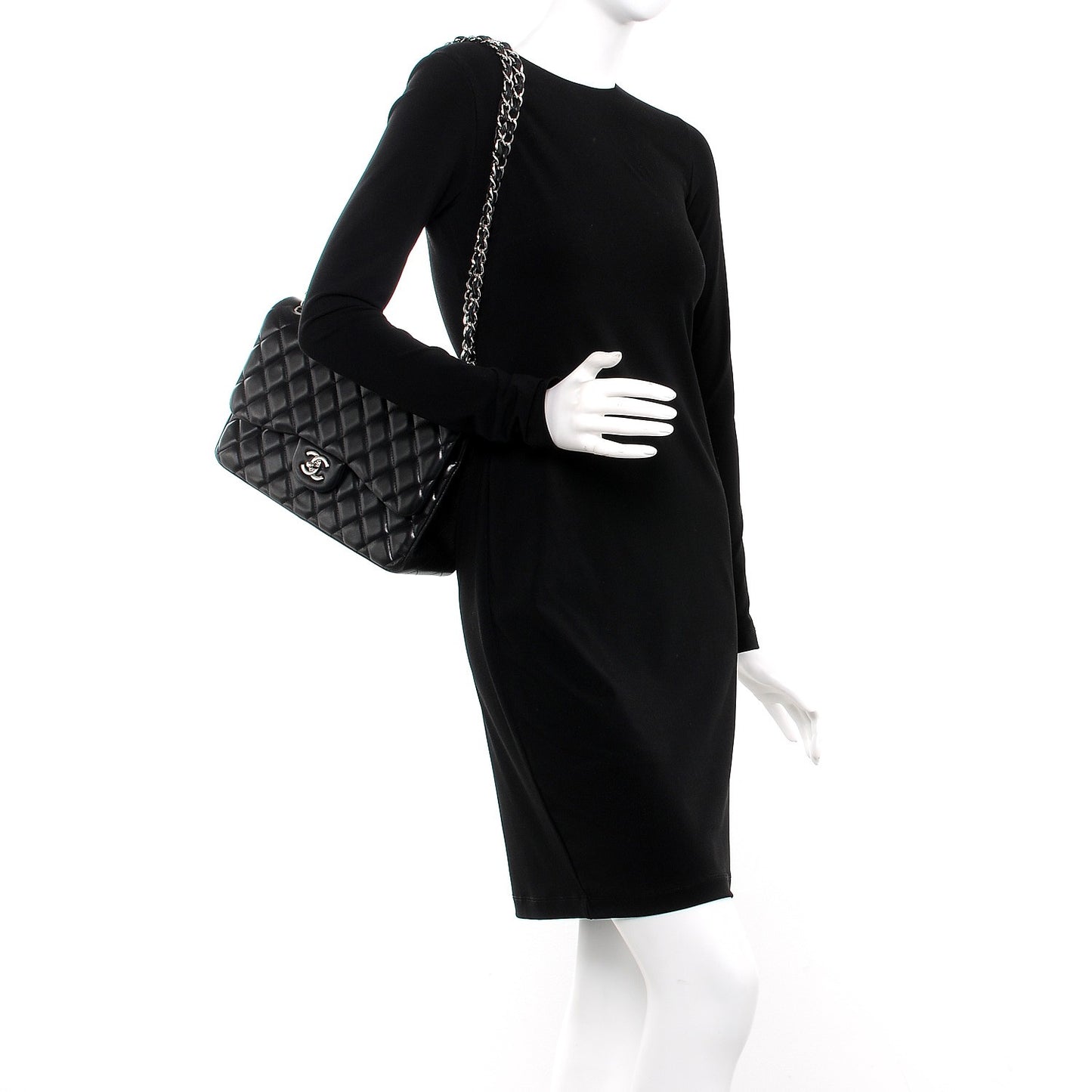 Lambskin Quilted Jumbo Double Flap Black