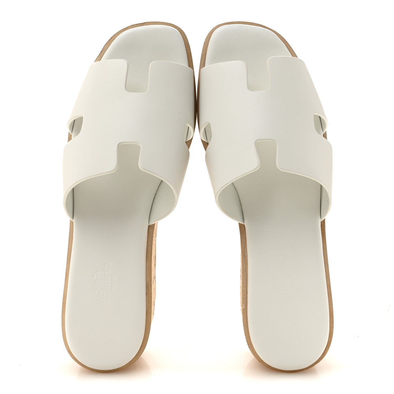 Hermes Calfskin Cork Eze 30 Sandals 39 White 2 of 10