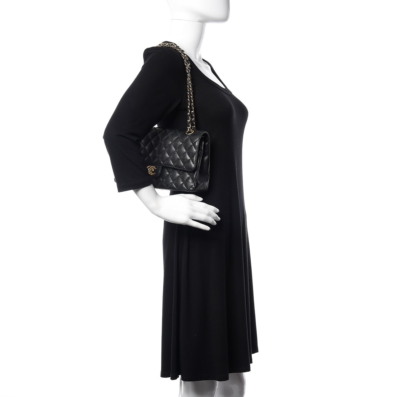 Chanel Caviar Quilted Medium Double Flap Black 2 of 10