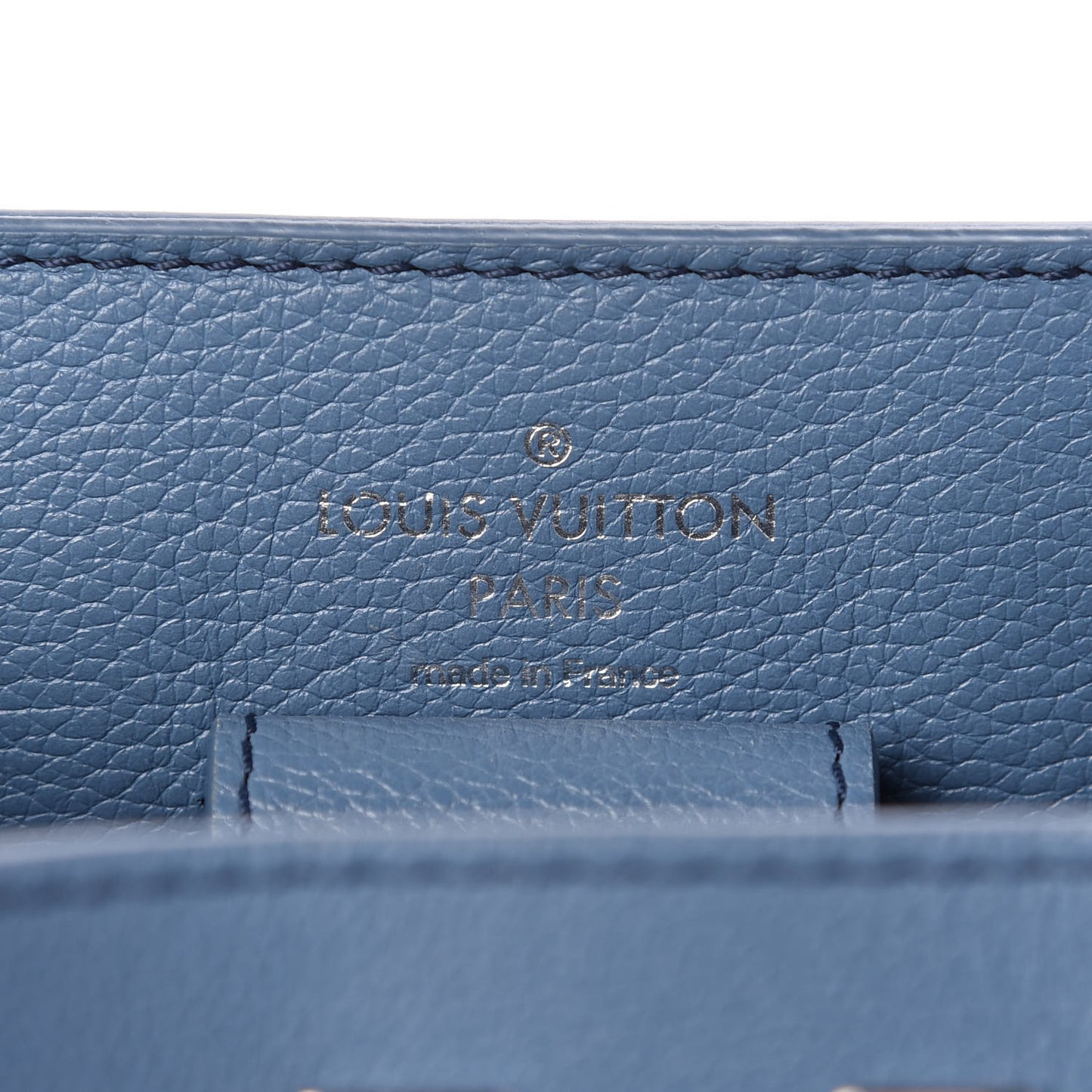 Calfskin Lockme Bucket Blue Jean