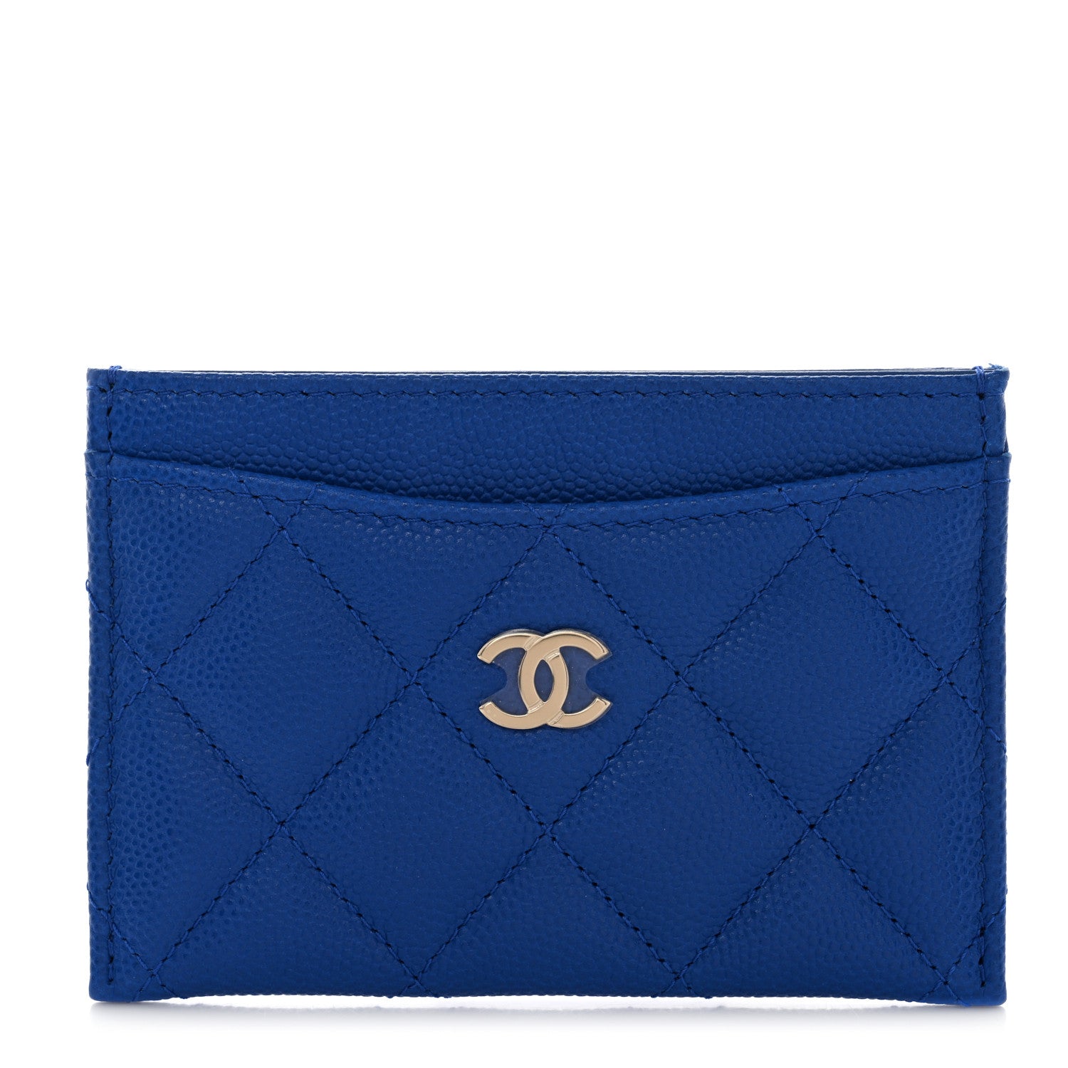 Chanel Caviar Quilted Card Holder Blue 1 of 9