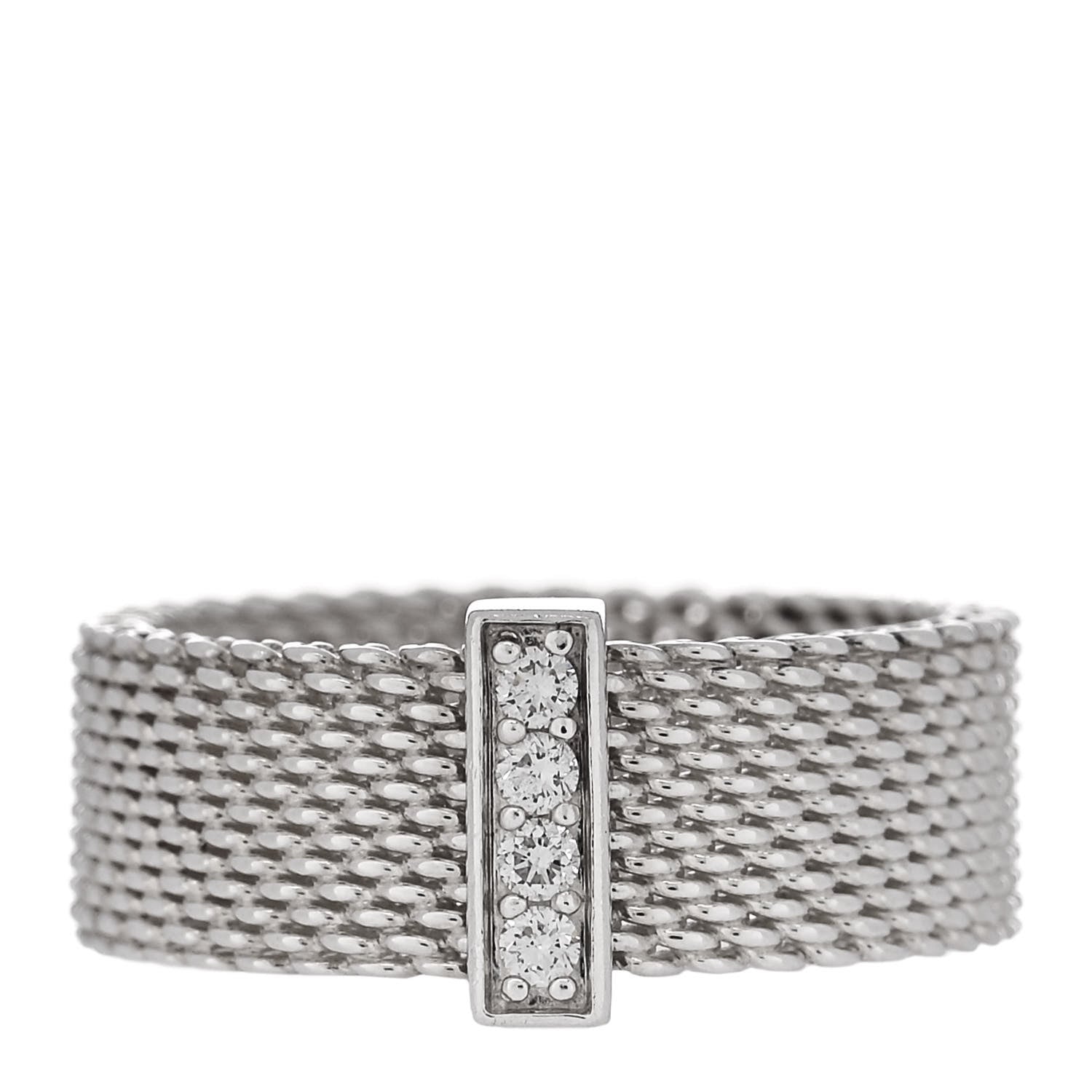 Tiffany Sterling Silver Diamond Somerset Mesh Ring 52 6 1 of 4