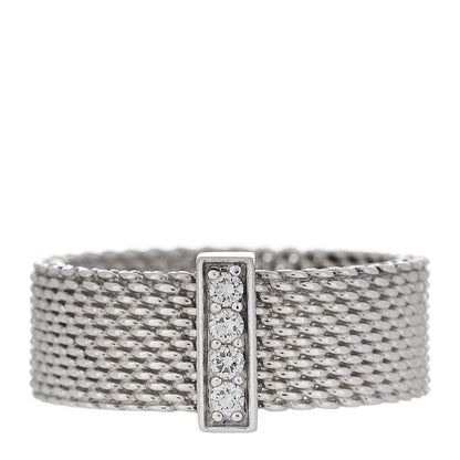 Tiffany Sterling Silver Diamond Somerset Mesh Ring 52 6 1 of 4