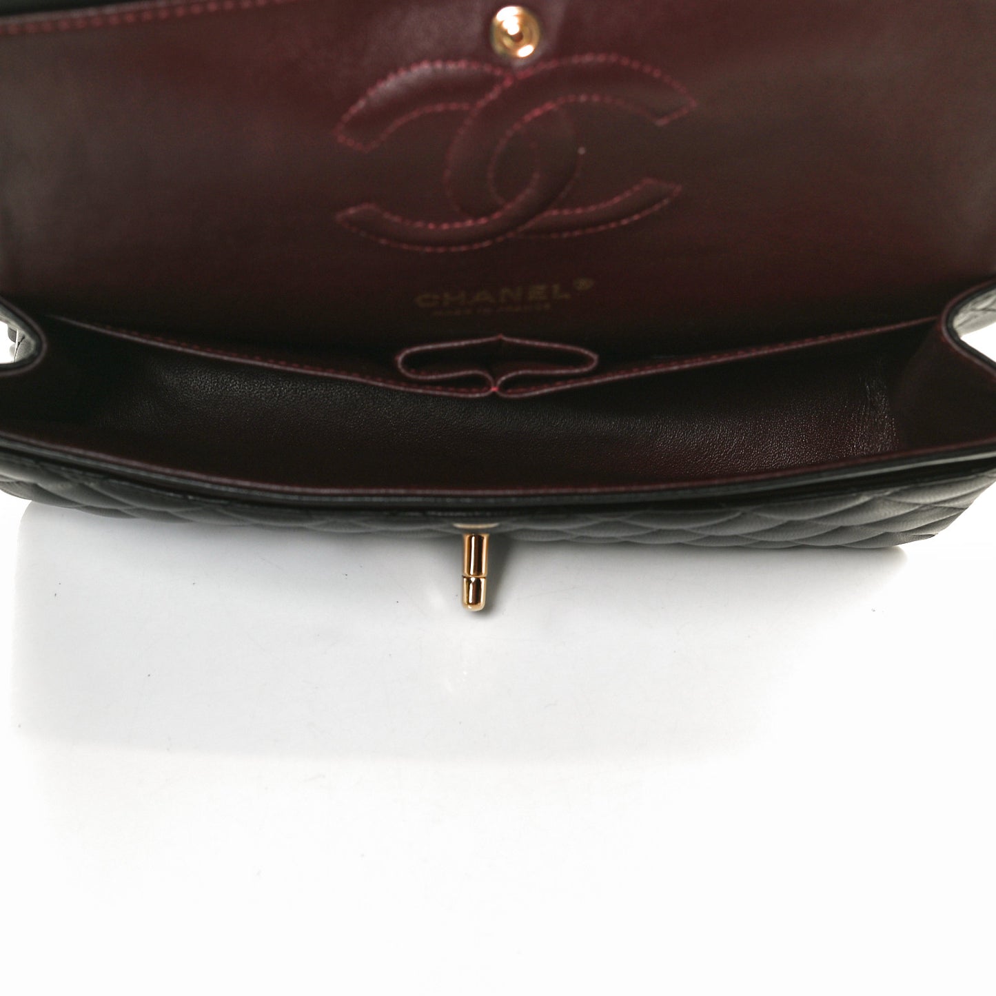 Lambskin Quilted Medium Double Flap Black
