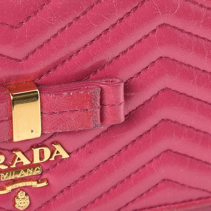 Prada Vitello Antic Soft Metal Chevron Wallet Pink 11 of 16
