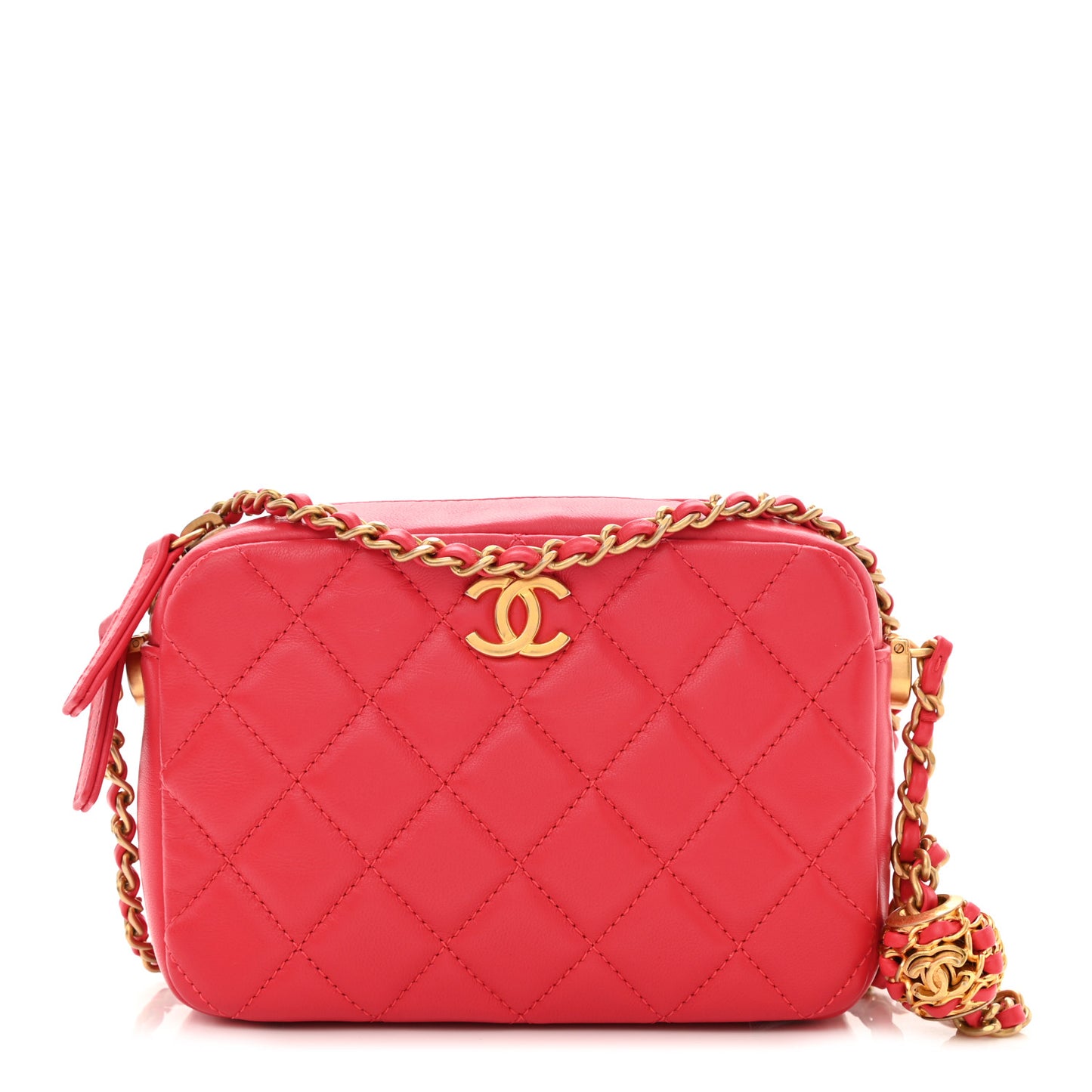 Lambskin Quilted CC Pearl Crush Camera Case Red