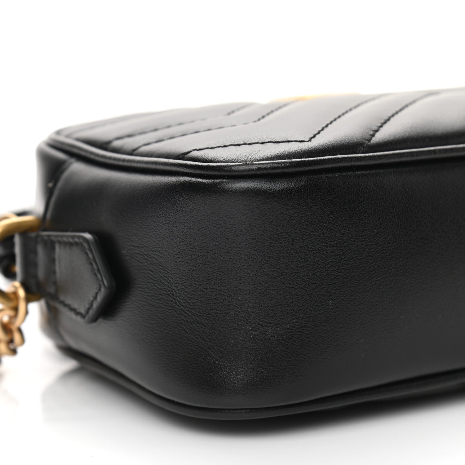Gucci Calfskin Matelasse Mini GG Marmont Chain Shoulder Bag Black 10 of 12