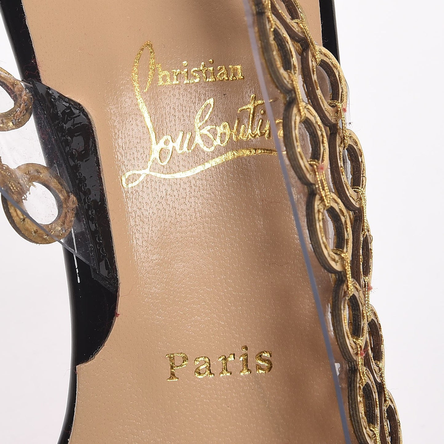 Patent PVC Malaika Half Dorsay 120 Pumps 38 Black Gold