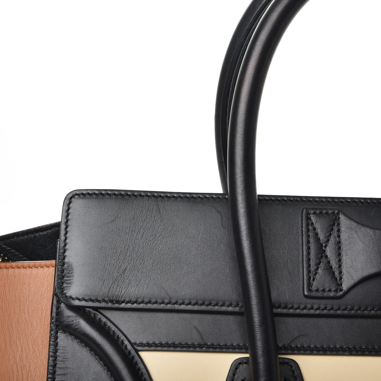 Satin Calfskin Mini Tri-Color Luggage Seashell