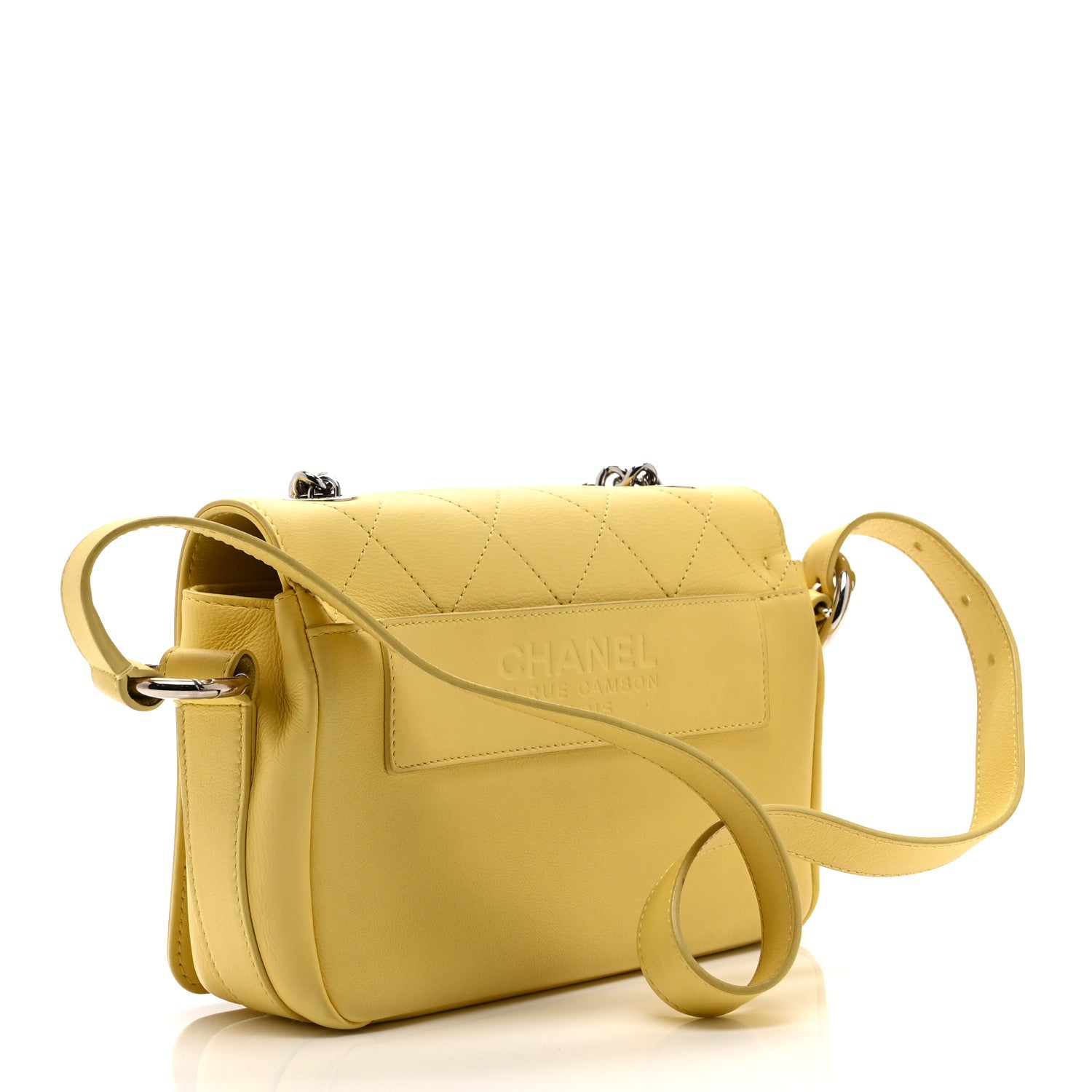 Chanel Calfskin Small Stitched Flap Yellow 3 of 10