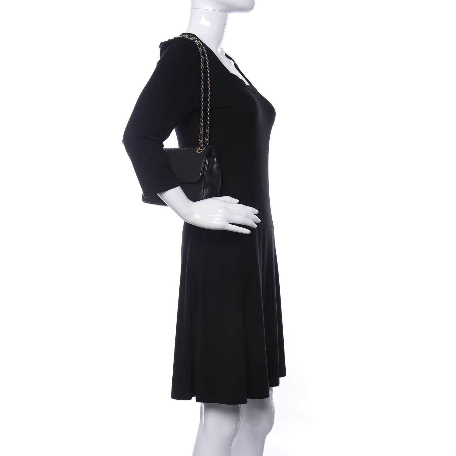 Chanel Calfskin Surpique Chevron Small Flap Black 2 of 9