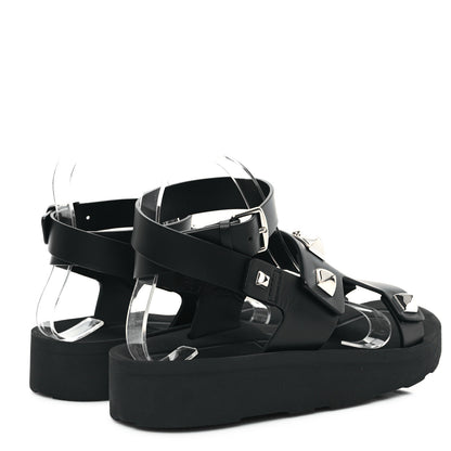 Hermes Calfskin Medor Studded Womens Intuition Sandals 38.5 Black 4 of 9