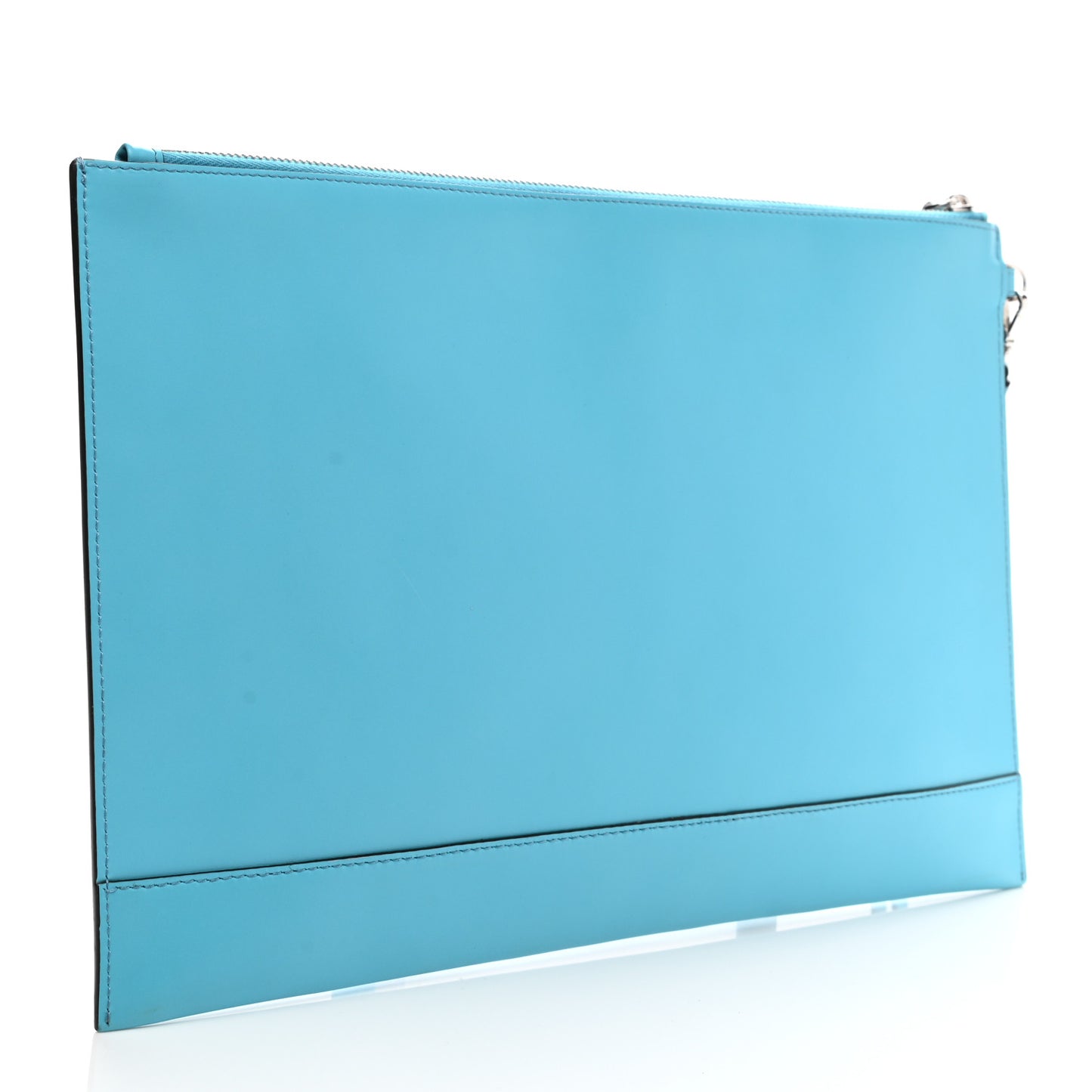 Vitello King Logo Embossed Large Flat Pouch Azzuro Baby