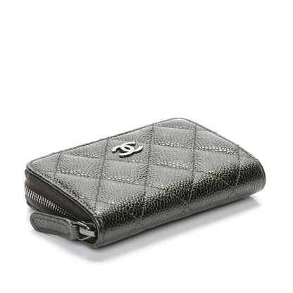 Chanel Metallic Caviar Quilted Zip Coin Purse Dark Charcoal 4 of 8