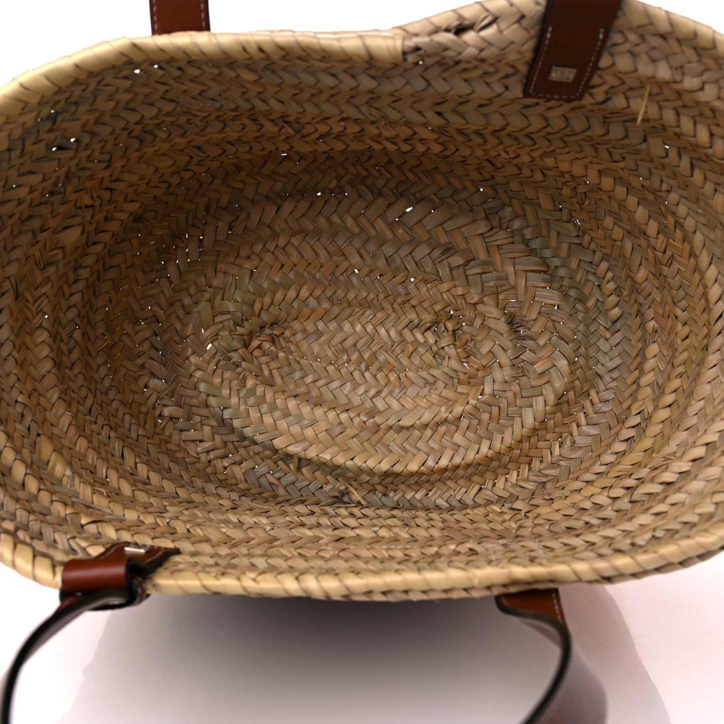Raffia Floral Embroidered Small Basket Tote Bag Natural Tan
