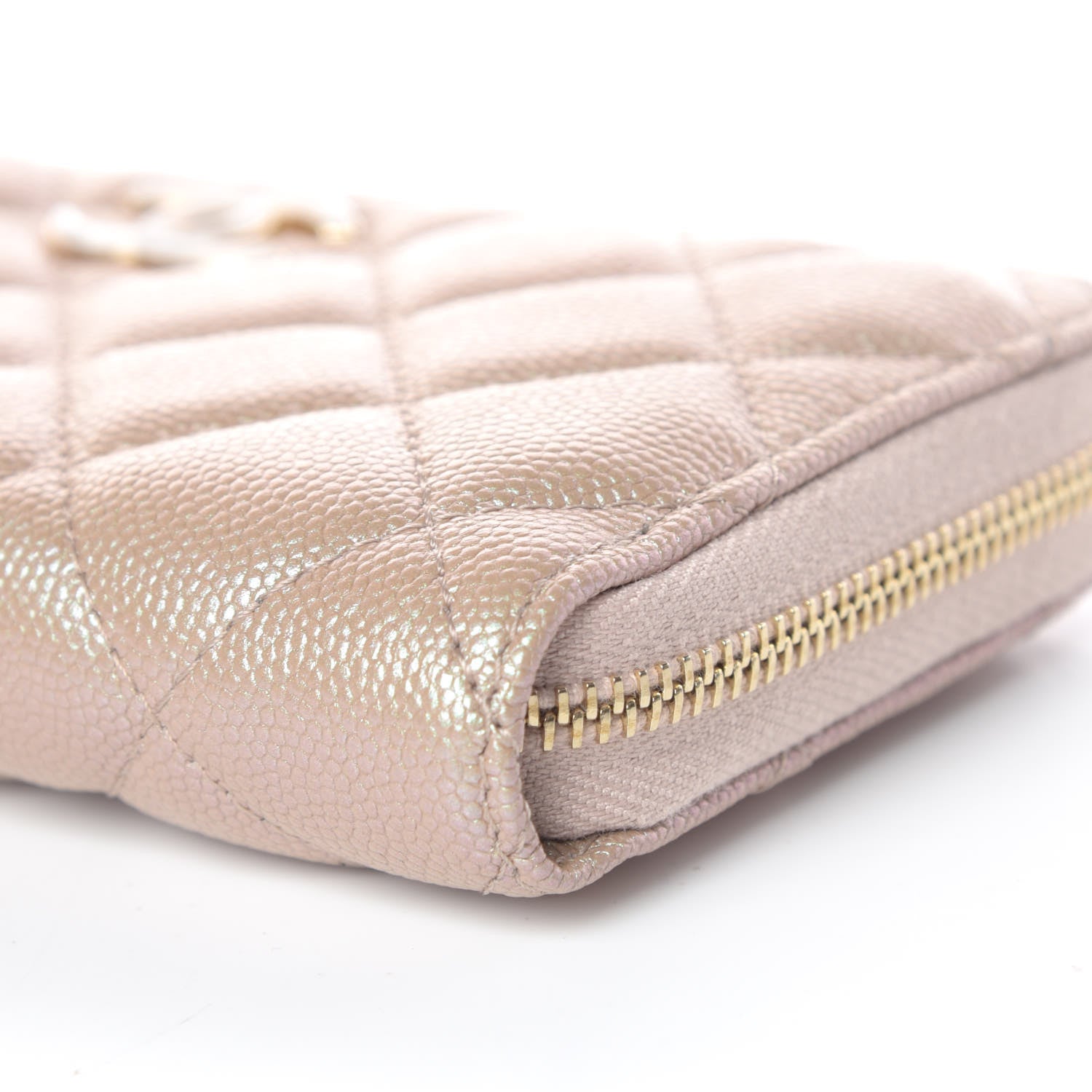 Chanel Iridescent Caviar Quilted Medium Zip Around Wallet Beige 10 of 12