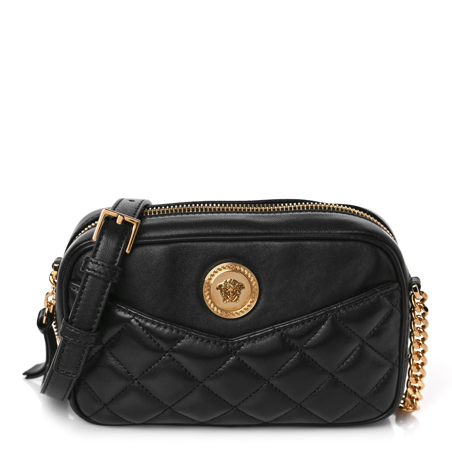 Nappa Quilted Medusa Camera Bag Black