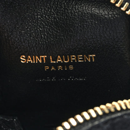 Saint Laurent Suede Patent Crocodile Embossed Jaime Cube Charm Keychain Black 6 of 6