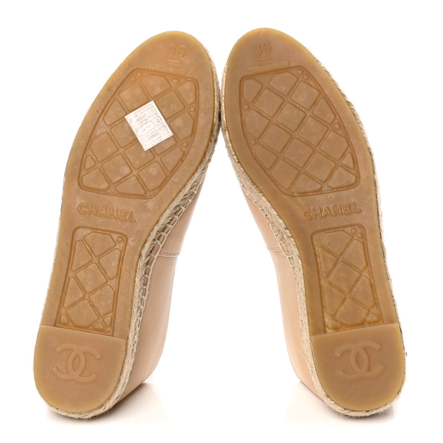 Lambskin CC Espadrilles 36 Beige Black