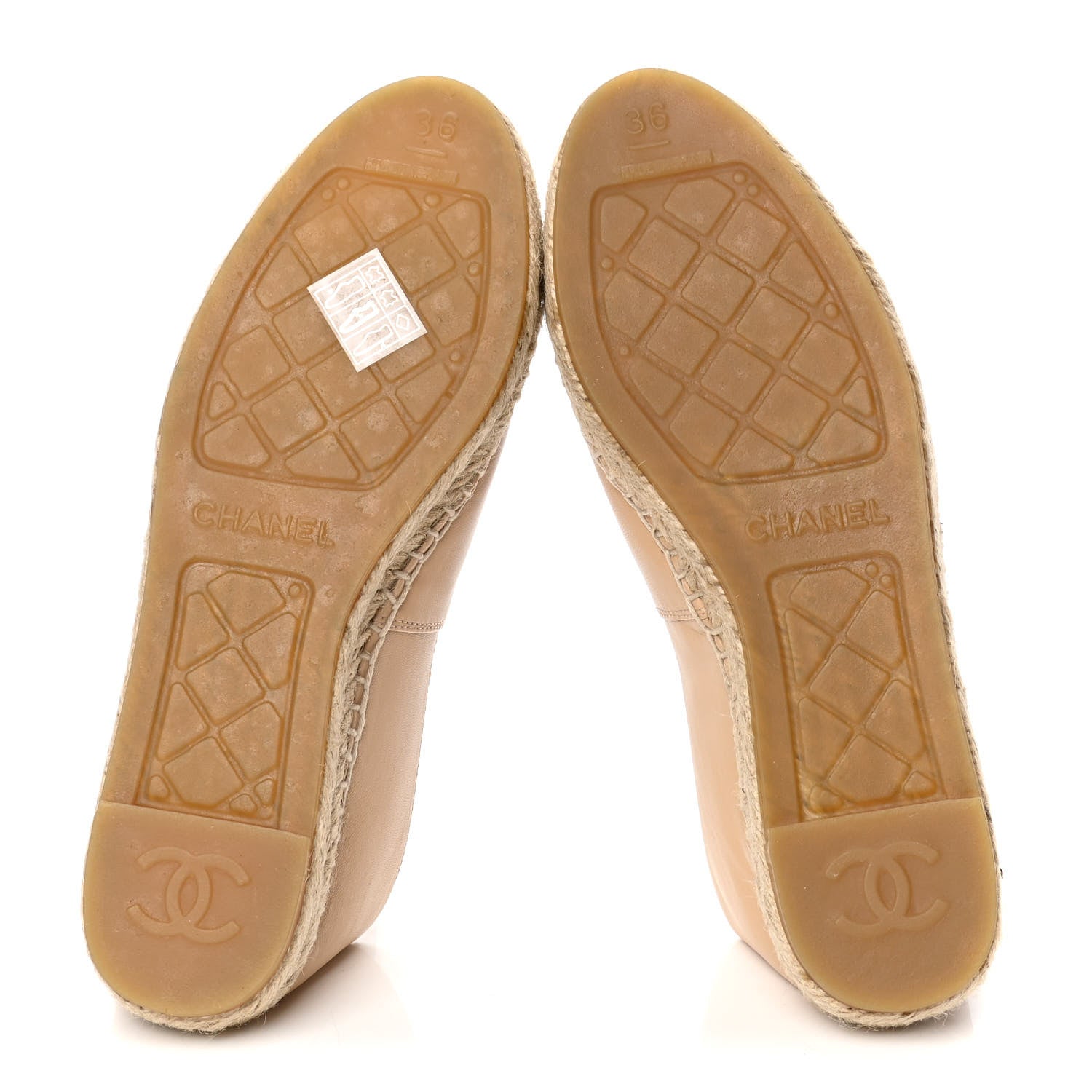 Chanel Lambskin CC Espadrilles 36 Beige Black 4 of 5