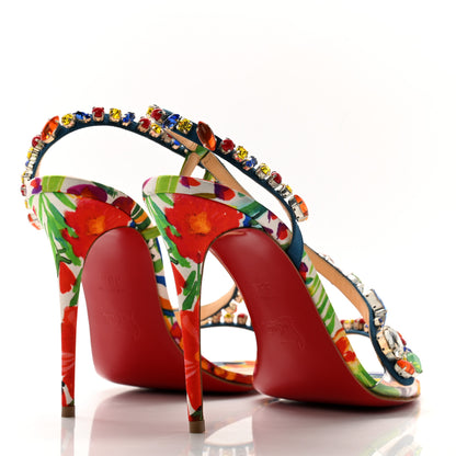 Christian Louboutin Crepe Satin Rosapetra 100 Sandals 38.5 Ludwig Multi 4 of 8