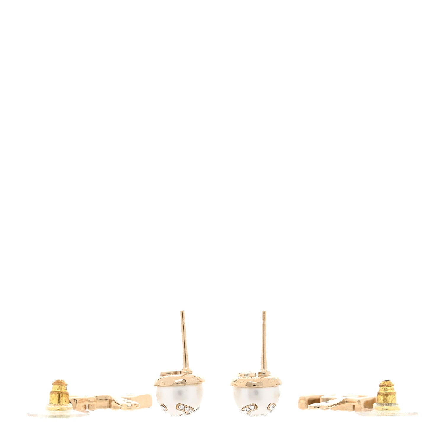 Chanel Crystal Pearl Cha-Nel Logo Earrings Gold 3 of 6