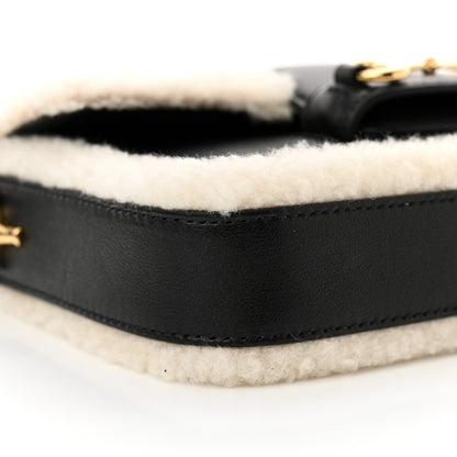 Gucci Sakai Be Green Calfskin Shearling Mini Horsebit 1955 Shoulder Bag Black 10 of 11