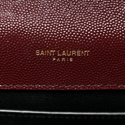 Saint Laurent Grain De Poudre Textured Mixed Matelasse Medium Triquilt Monogram Satchel Rouge Legion 7 of 9