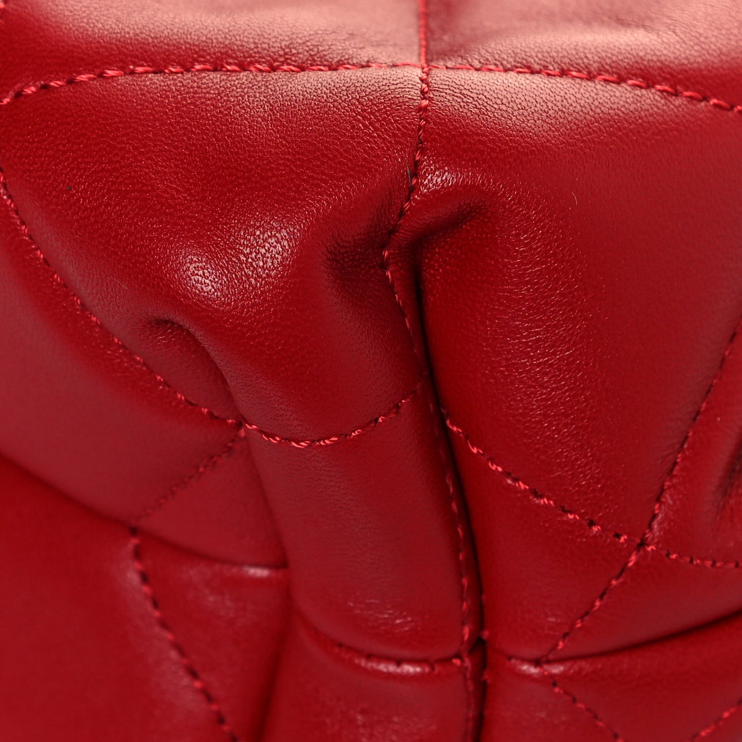 Lambskin Quilted CC Dweller Drawstring Bucket Bag Red
